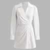 Women Ahaselected Dresses | Button-Up Wrap Shirt Dress With Turn-Down Collar White