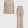 Women Ahaselected Matching Sets | Knitted Sweater U0026 Wide Leg Pant 2 Piece Lounge Set