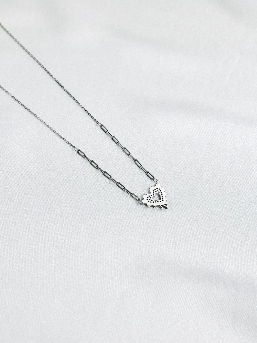 Women Ahaselected Necklaces | Asymmetrical Silver Necklace With Heart Shape