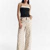 Women Ahaselected Pants | Women'S Corduroy Floral Wide Leg Pants Beige