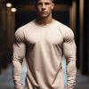 Men Ahaselected | Kore Curved Hem Midweight Cotton Crewneck Long Sleeve T-Shirt