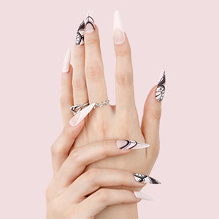 Women Tool Manicure | 24Pcs Printed Acuminate Women'S Fake Nail 11