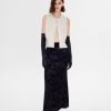 Women Ahaselected Skirts | Knitted Floral Pattern Fishtail Long Skirt Black