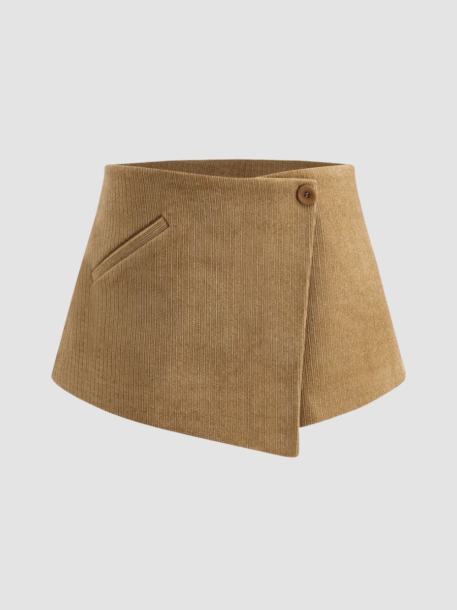 Women Ahaselected Skirts | Casual Low-Rise Wrap Side Pocket Skort