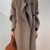 Women Ahaselected Jackets & Coats | Tailored Collar Buttons Long Coat With Adjustable Belt