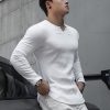 Men Ahaselected | Muscle Fit V-Neck Long Sleeve Cotton Rib Knit Tech T-Shirt