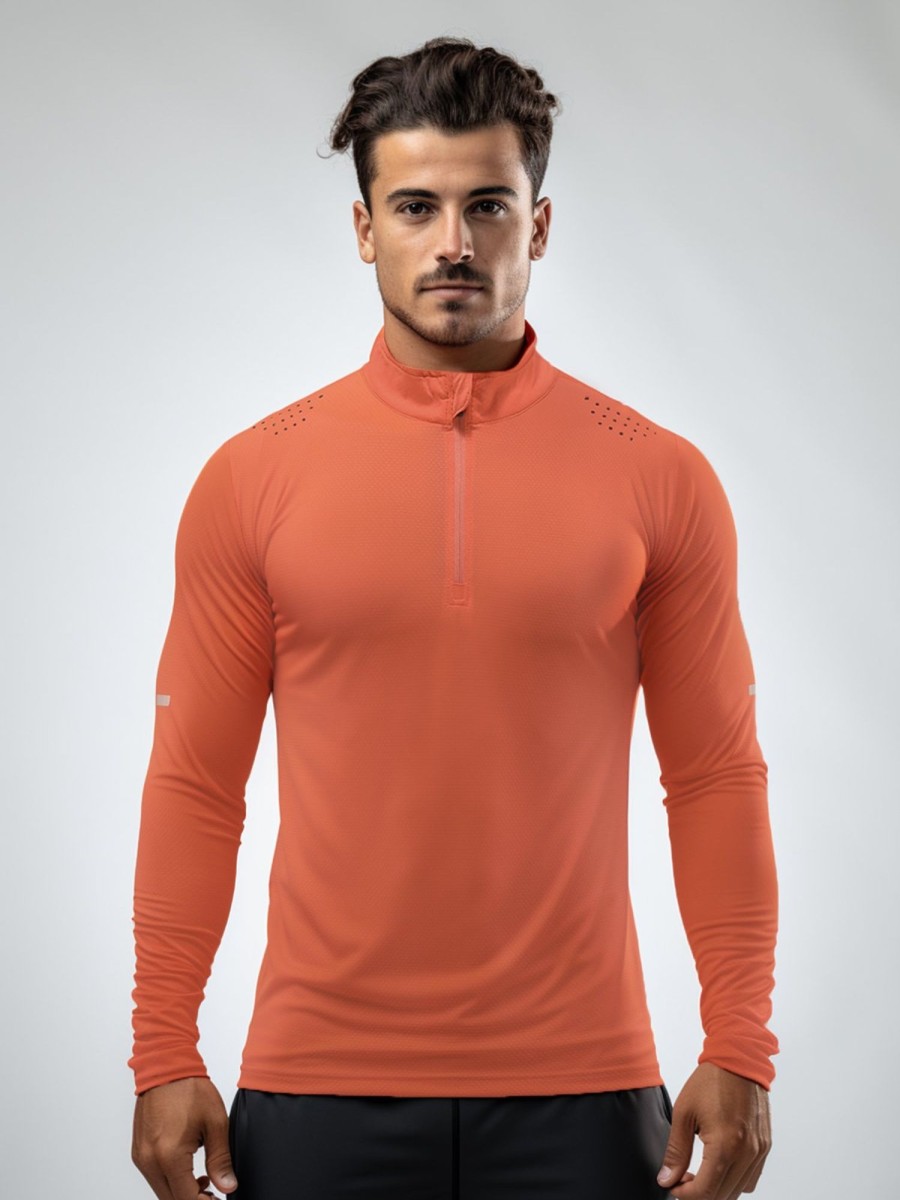 Men Ahaselected | Performance 1/4 Zip Baselayer Ventilation T-Shirt