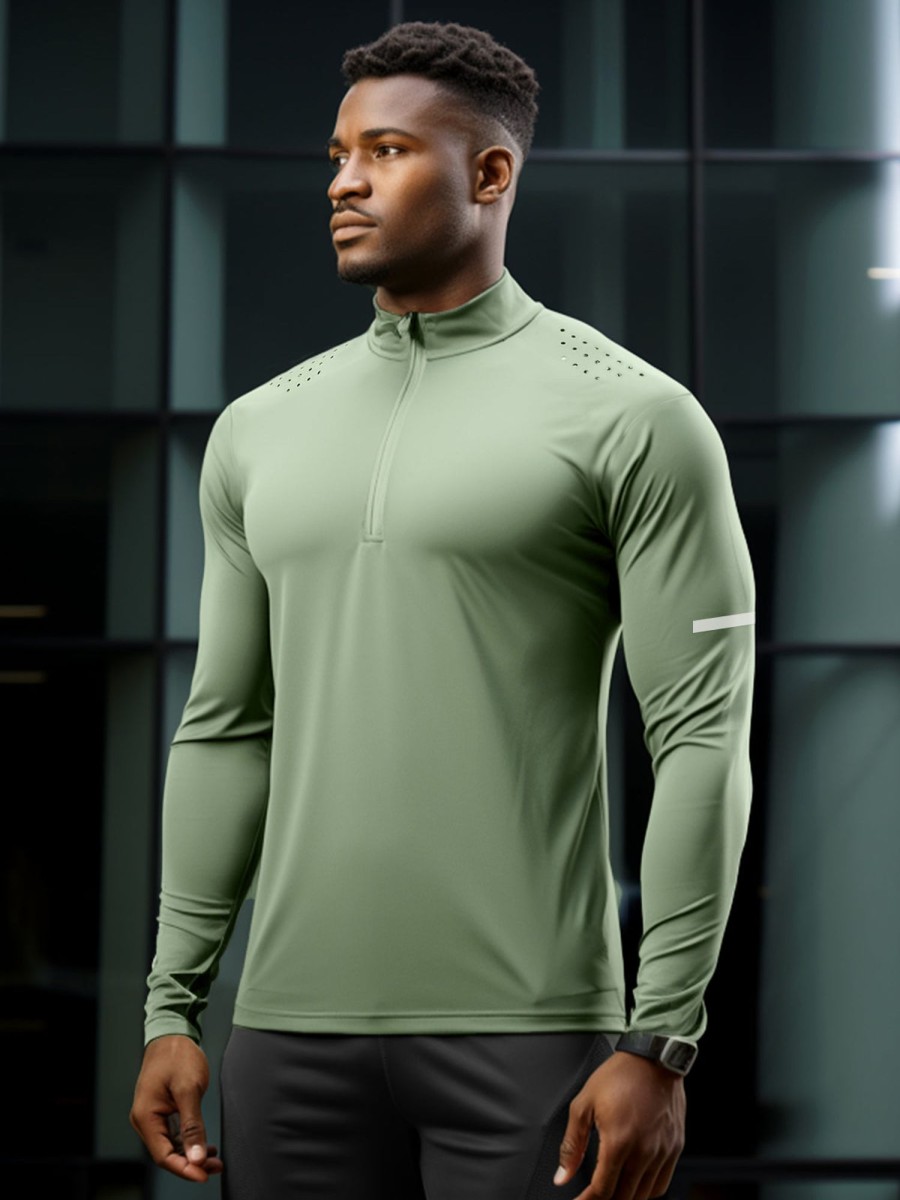 Men Ahaselected | Performance 1/4 Zip Baselayer Ventilation T-Shirt