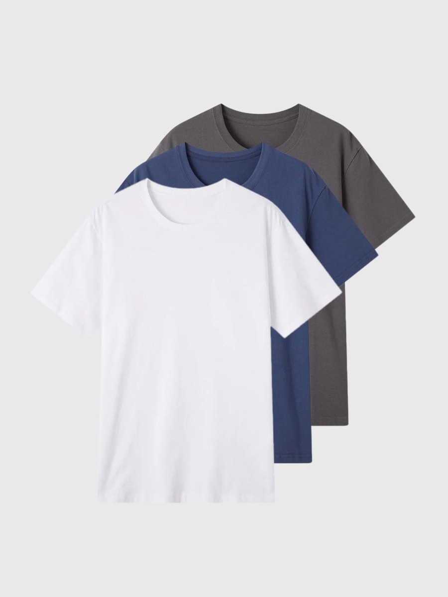 Men Ahaselected | 3-Pack Chroma Tees Crew Neck Cotton Basic T-Shirts