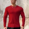 Men Ahaselected | Stretch Rib Jersey Crewneck Long Sleeves T-Shirt