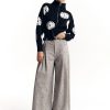 Women Ahaselected Tops | Floral Jacquard Zippered Cardigan Black