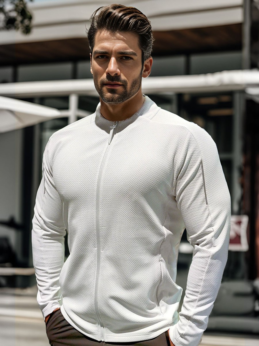 Men Ahaselected | Performance Full-Zip Traning Long Sleeves Shirt