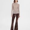 Women Ahaselected Pants | Lace Velvet Flared Pants Brown