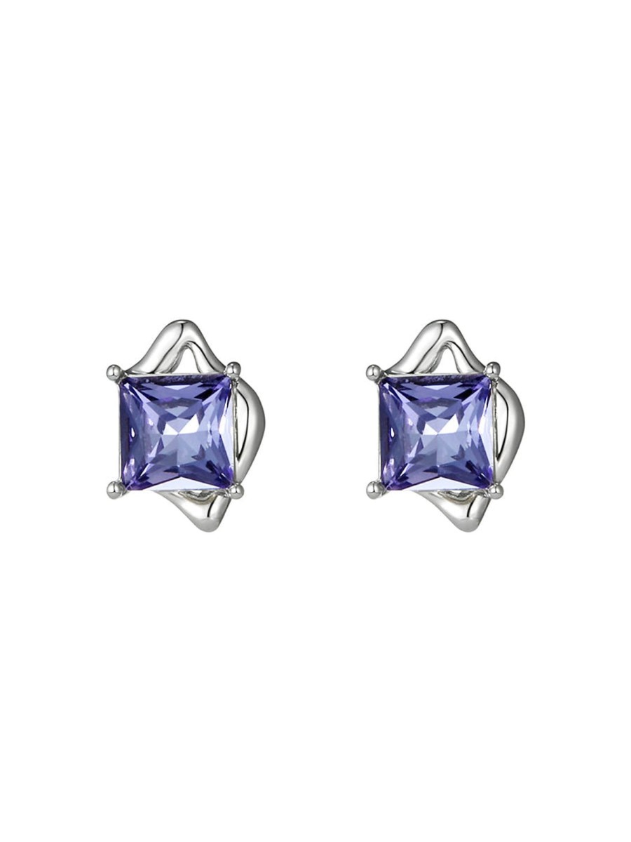 Women AhaAha Earrings | Purple Zircon Square Earrings