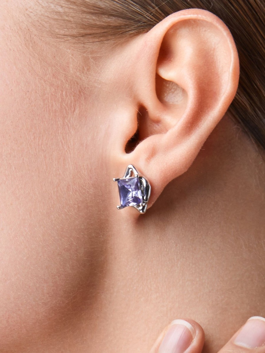 Women AhaAha Earrings | Purple Zircon Square Earrings