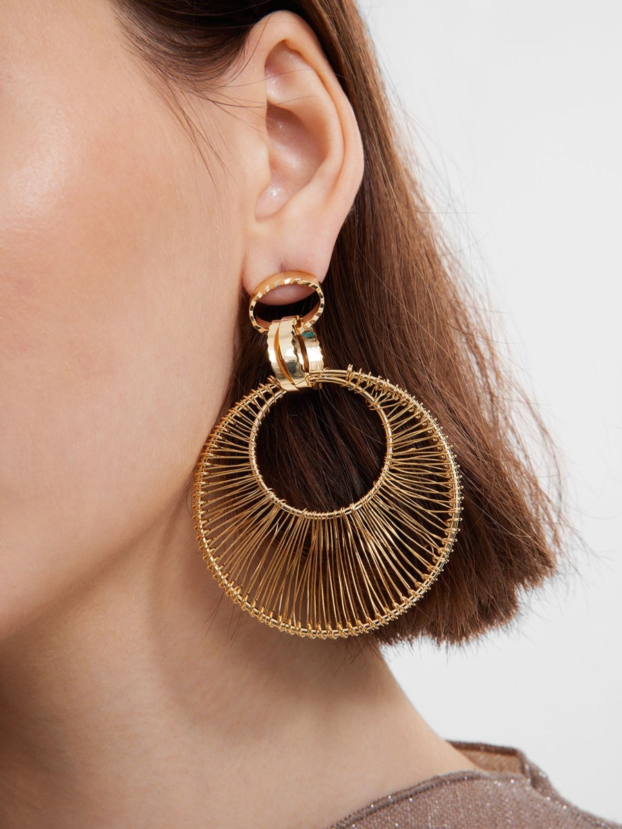 Women Ahaselected Earrings | Women'S Metal Openwork Drop Earrings Gold