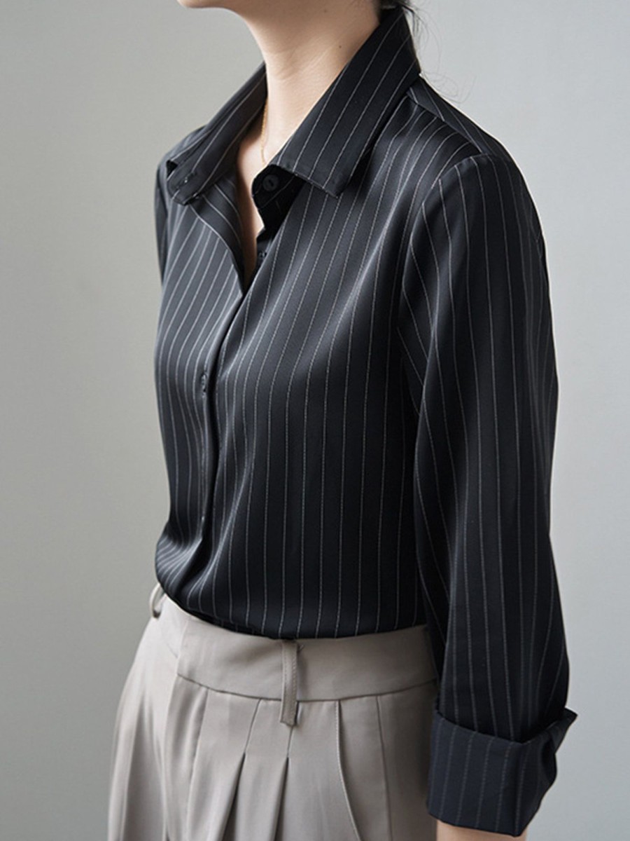 Women Ahaselected Shirts & Blouses | Pinstripe Vocational Shirt