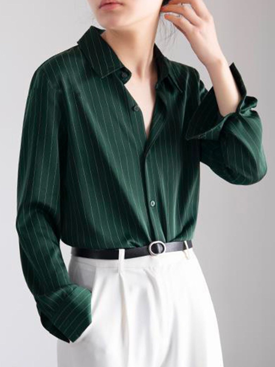 Women Ahaselected Shirts & Blouses | Pinstripe Vocational Shirt