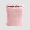 Women Ahaselected Camis & Vests | Strappy Satin Bustier Top Pink