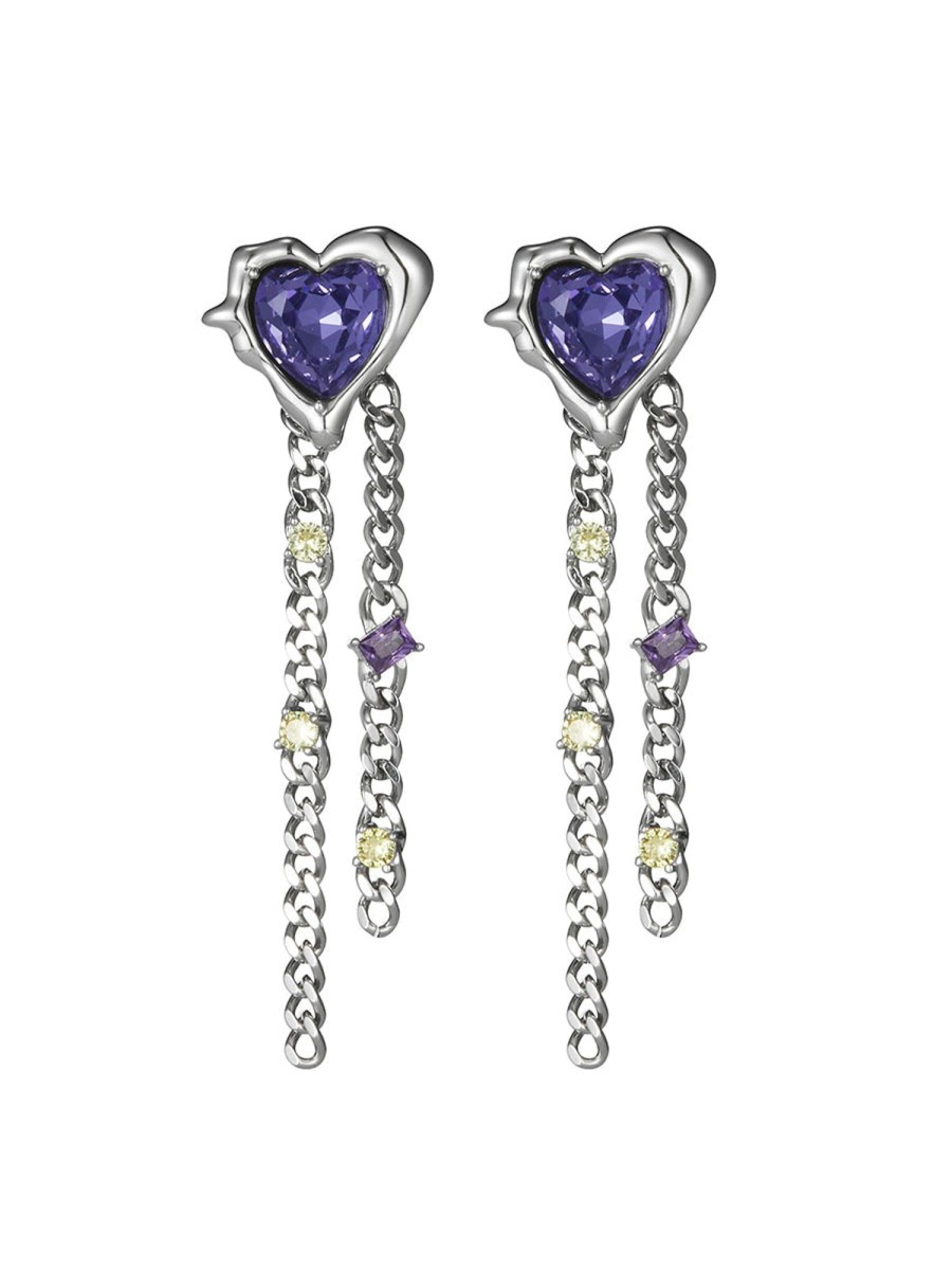 Women AhaAha Earrings | Purple Zircon Tassels Earrings