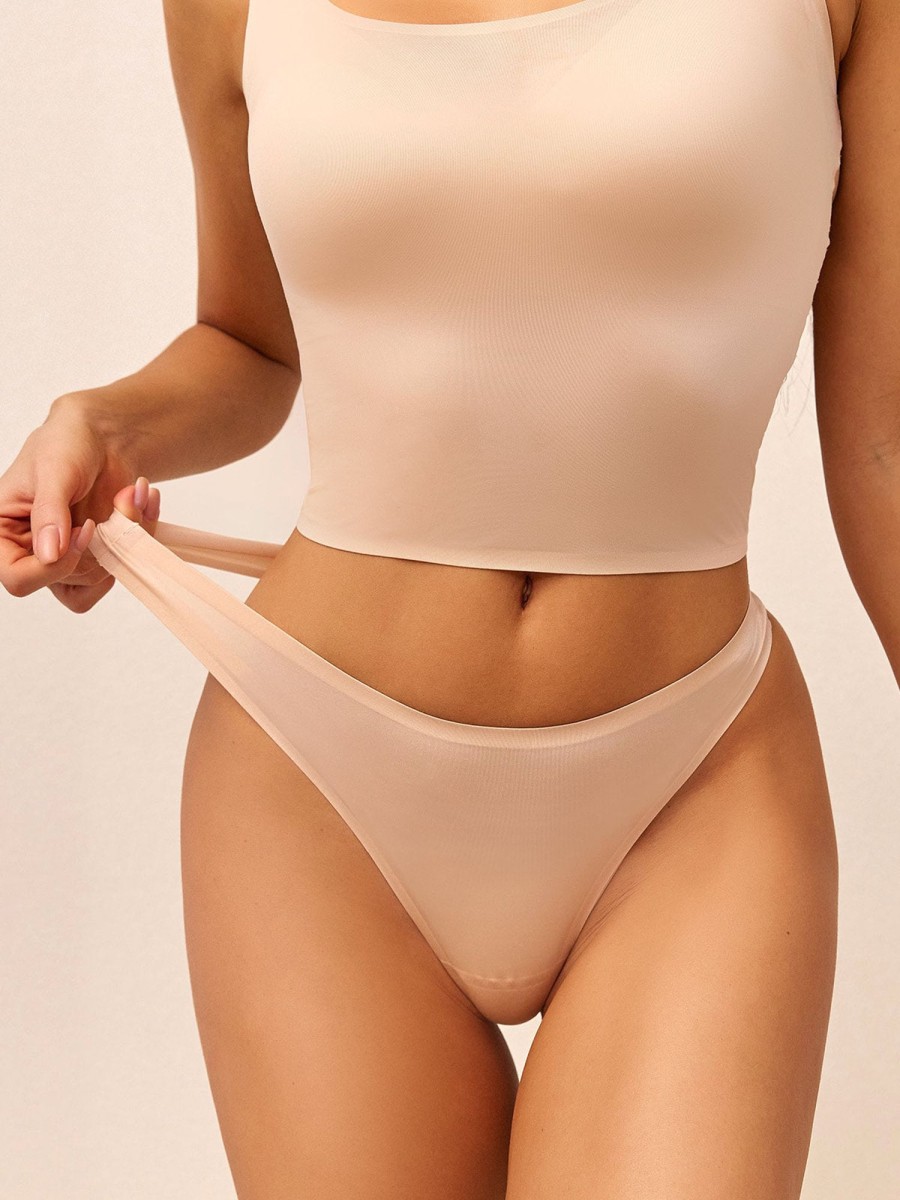 Women AhaAha Homewear | Luxury Liquid-Foundation Seamless Thong Rose Dust