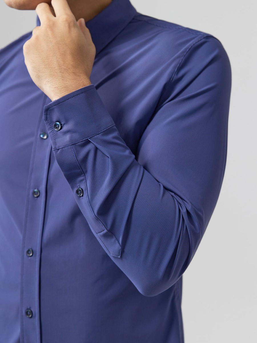 Men Ahaselected | Commuter Performance Dress Shirt Marine