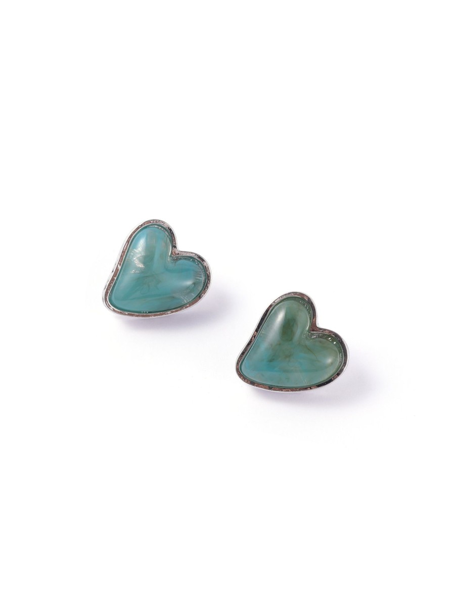 Women Ahaselected Earrings | Heart-Shaped Gemstone Earrings Green