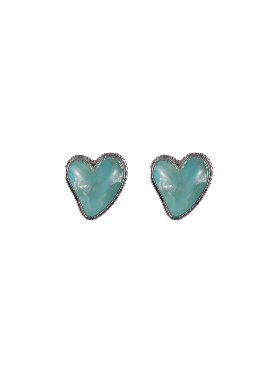 Women Ahaselected Earrings | Heart-Shaped Gemstone Earrings Green