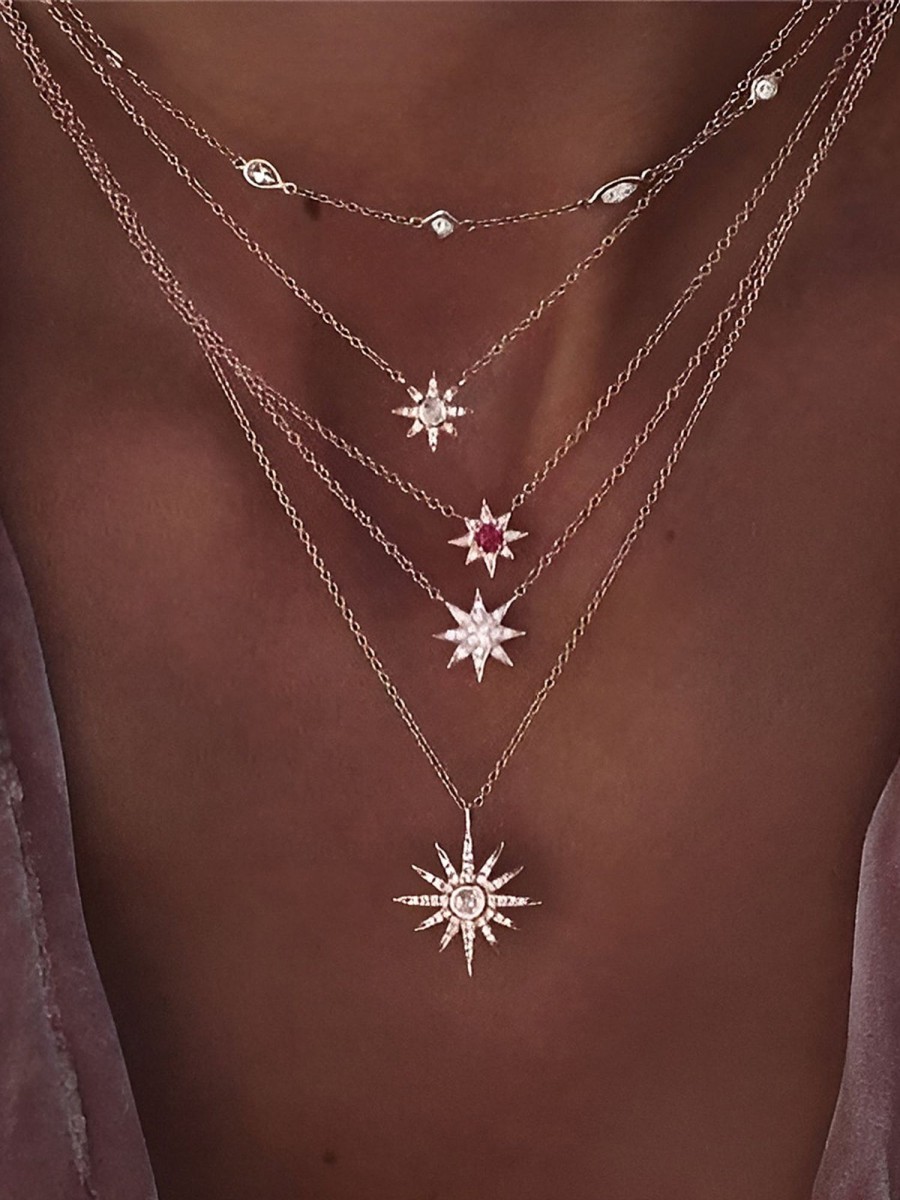 Women Ahaselected Necklaces | Simple Geometric Hexagram Multilayer Necklace