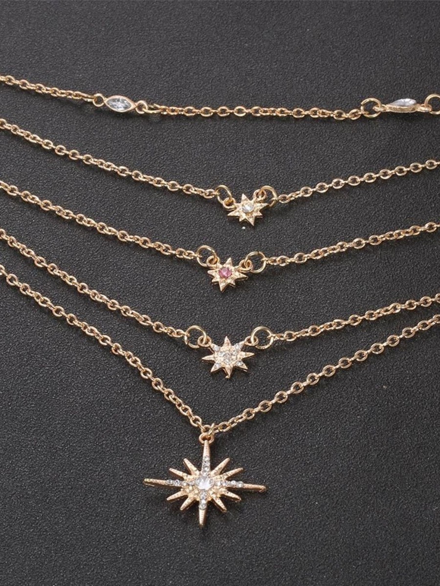 Women Ahaselected Necklaces | Simple Geometric Hexagram Multilayer Necklace