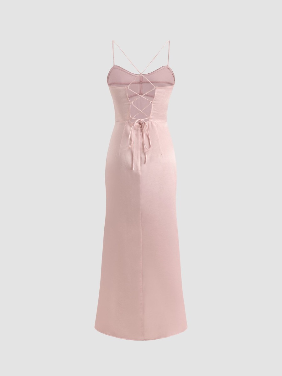 Women Ahaselected Dresses | Recycled Satin Bustier Slip Dress Pink