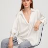 Women Ahaselected Basic Tops | Satin Drop Collar Shirt