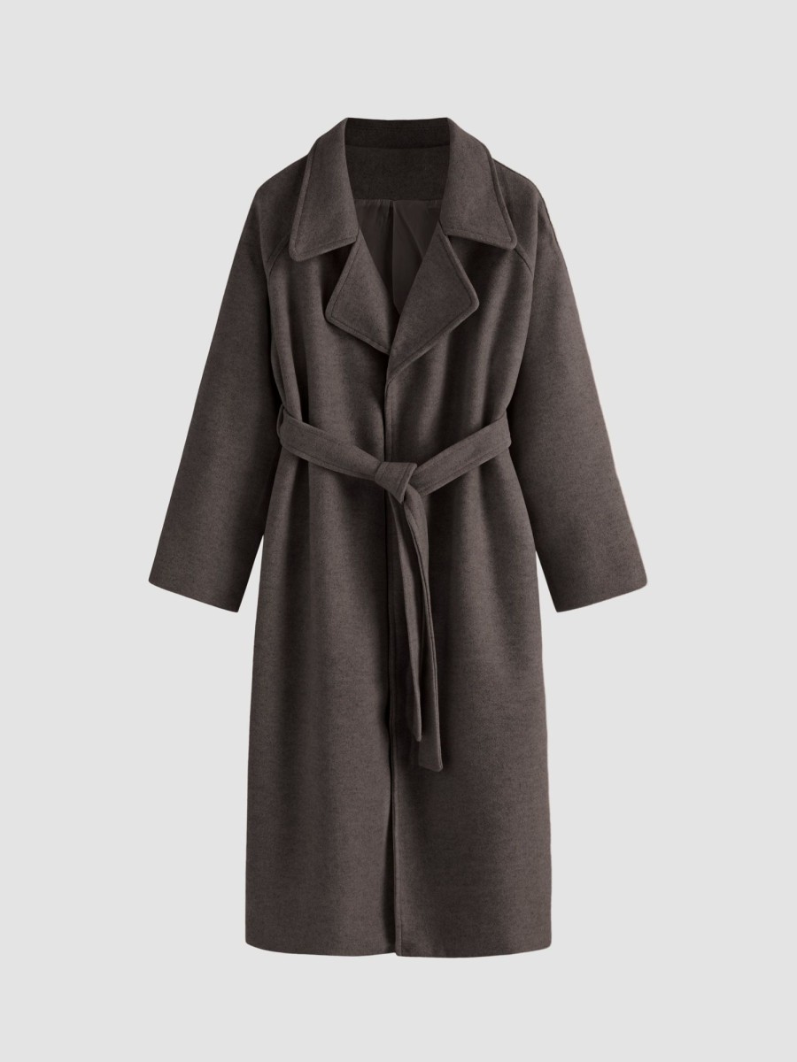 Women Ahaselected Jackets & Coats | Soft Wool Belted Long Coat