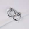 Women Ahaselected Earrings | Round Double Circle Sliver Metal Earrings