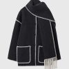 Women Ahaselected Jackets & Coats | Scarf-Neckline Felt Woolen Coat