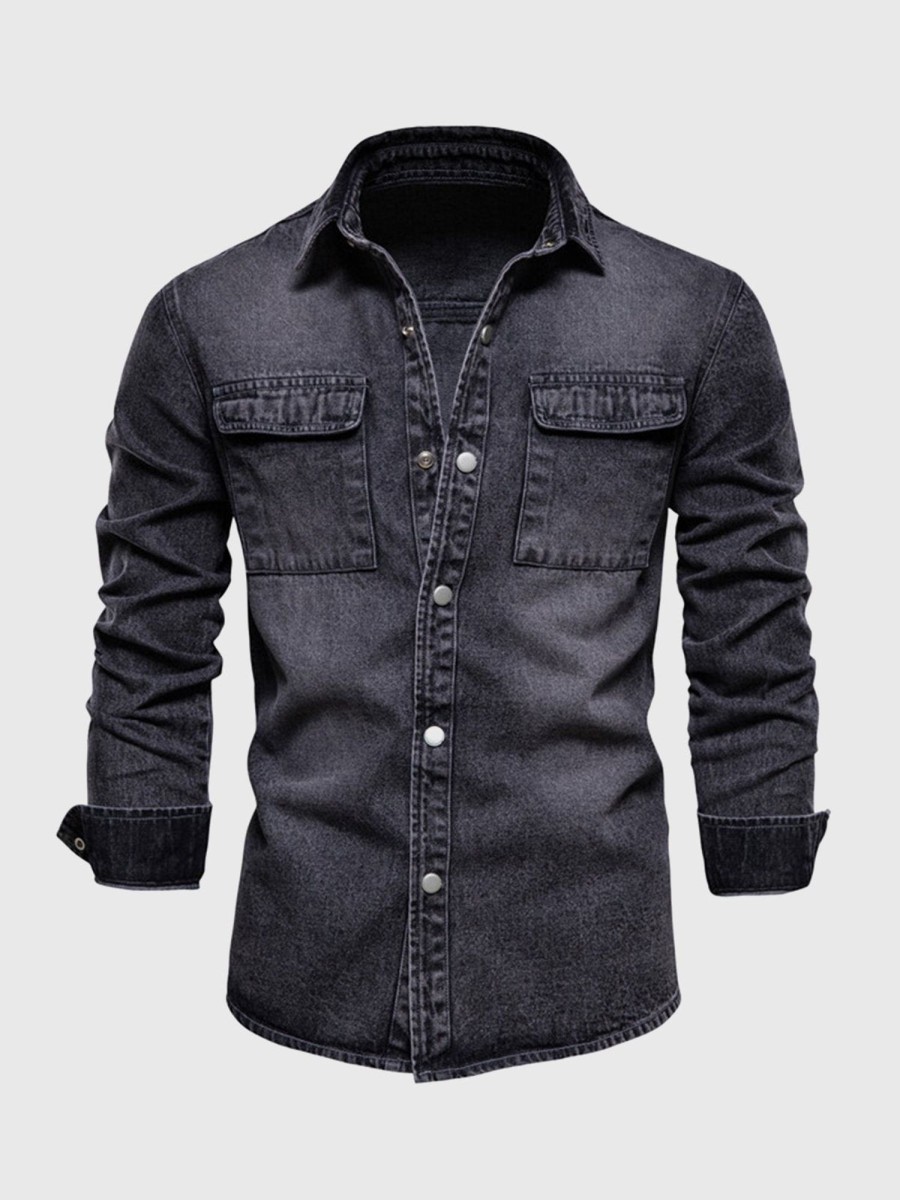 Men Ahaselected | M'S Casual Button Down Denim Jacket