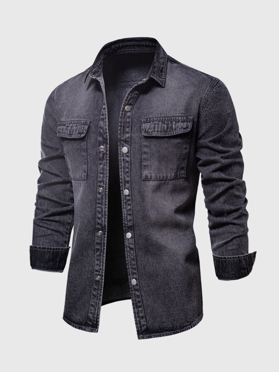 Men Ahaselected | M'S Casual Button Down Denim Jacket