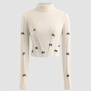 Women Ahaselected Tops | Embellished Bow Turtleneck Sweater