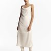 Women Ahaselected Dresses | Satin Ruffle Spaghetti Strap Dress Beige