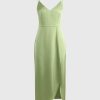 Women AhaAha Dresses | Elegant V Neck Silk Midi Graduation Dress