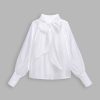 Women Ahaselected Tees & Graphics | Mermaid Collar Bow Long Sleeve Blouse White