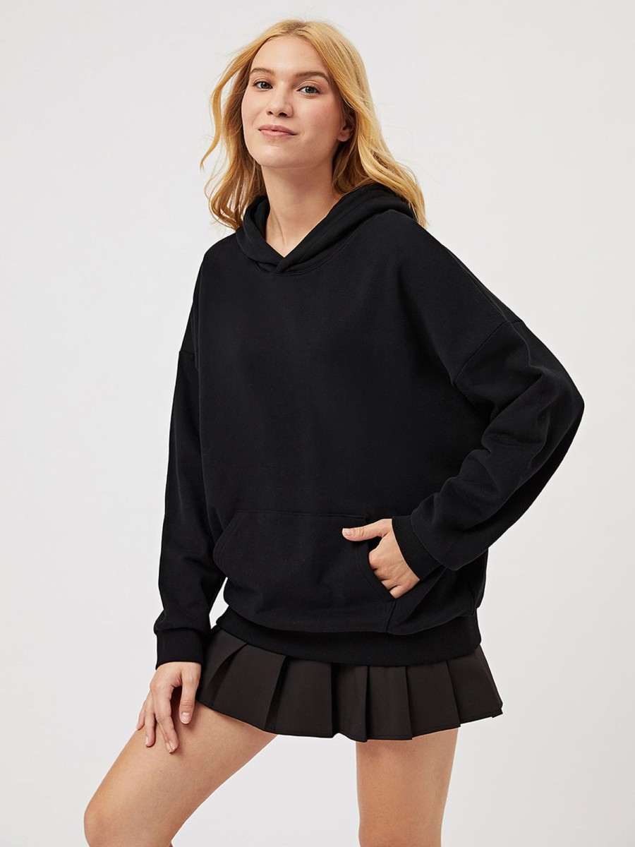 Women AhaAha Basic Tops | Terry Fleece Cloud Nine Hoodie