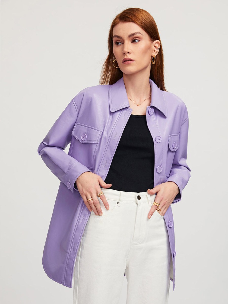 Women Ahaselected Jackets & Coats | Vegan Leather Shacket