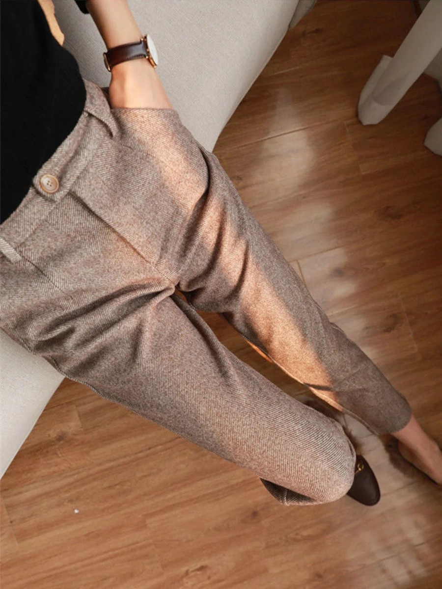 Women Ahaselected Pants | Herringbone Pencil Pants