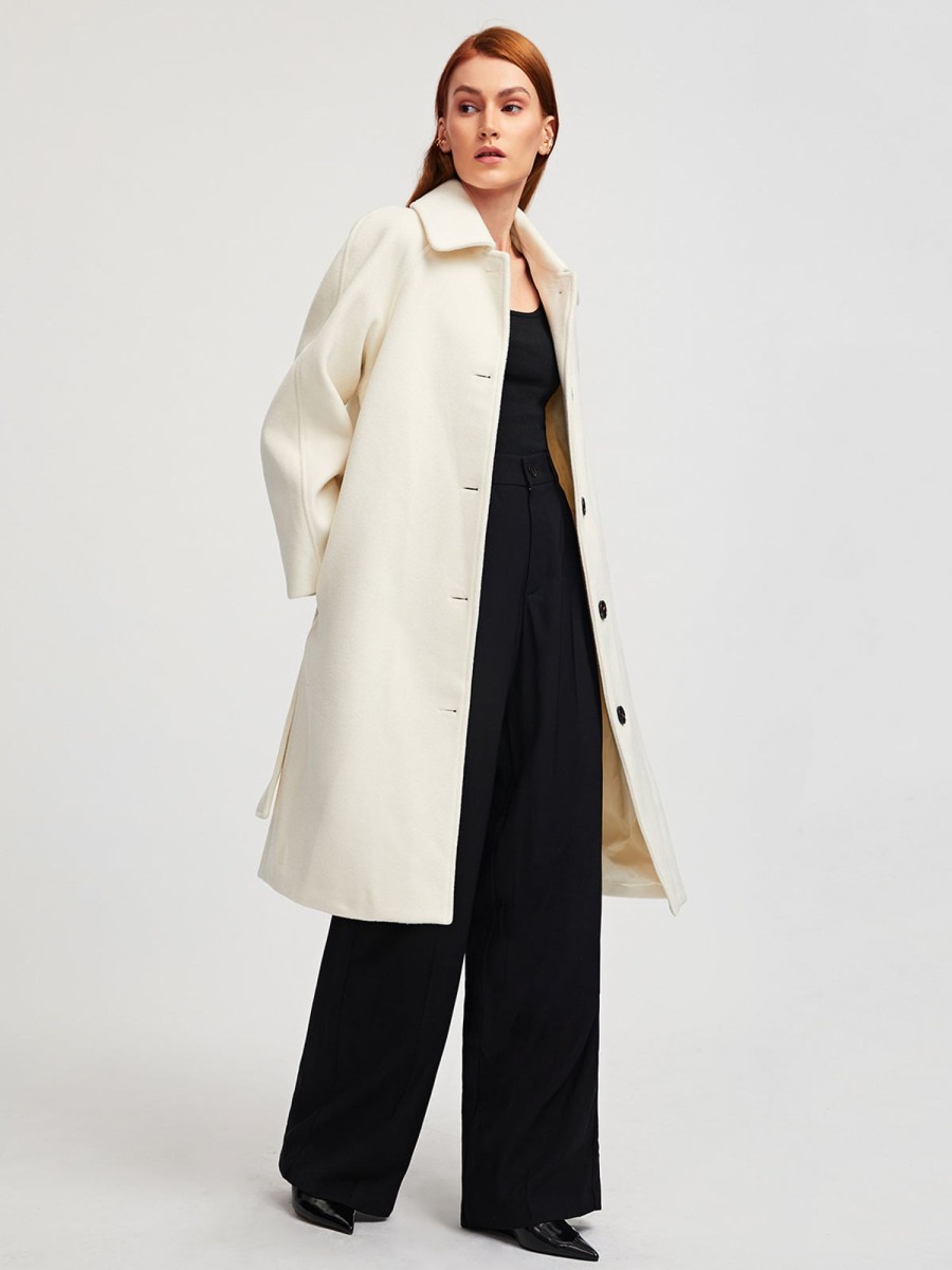 Women Ahaselected Jackets & Coats | Loose Wool Coat With Belt