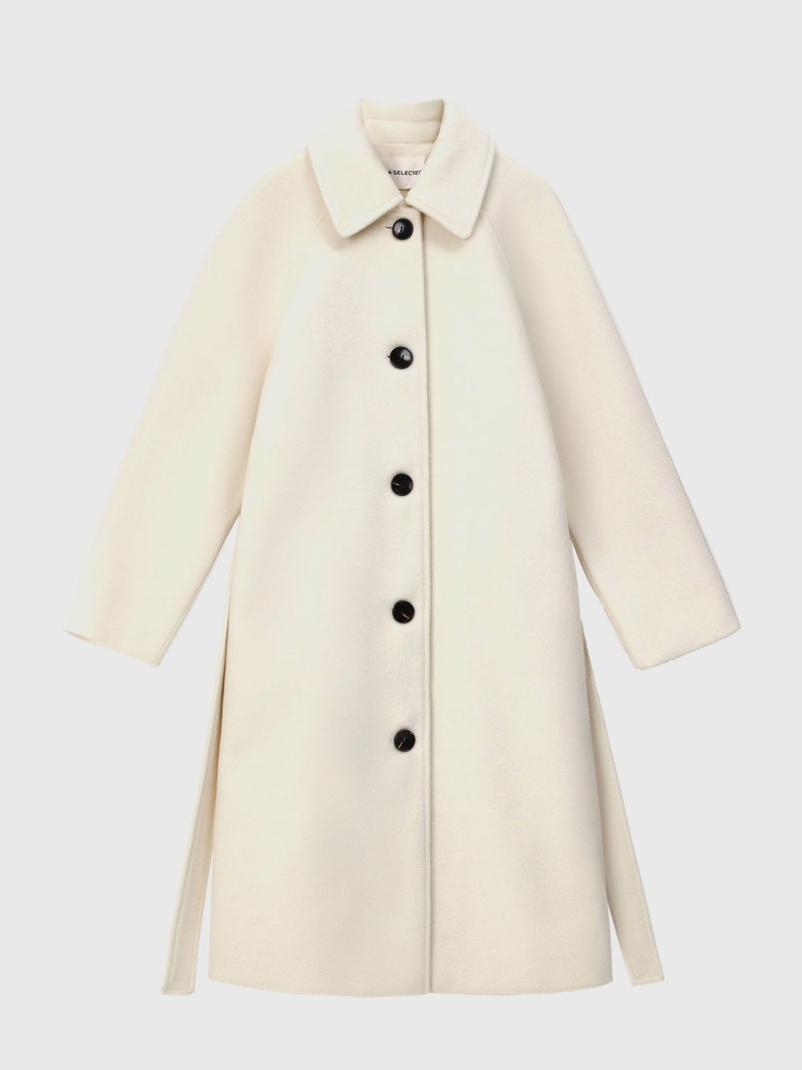 Women Ahaselected Jackets & Coats | Loose Wool Coat With Belt