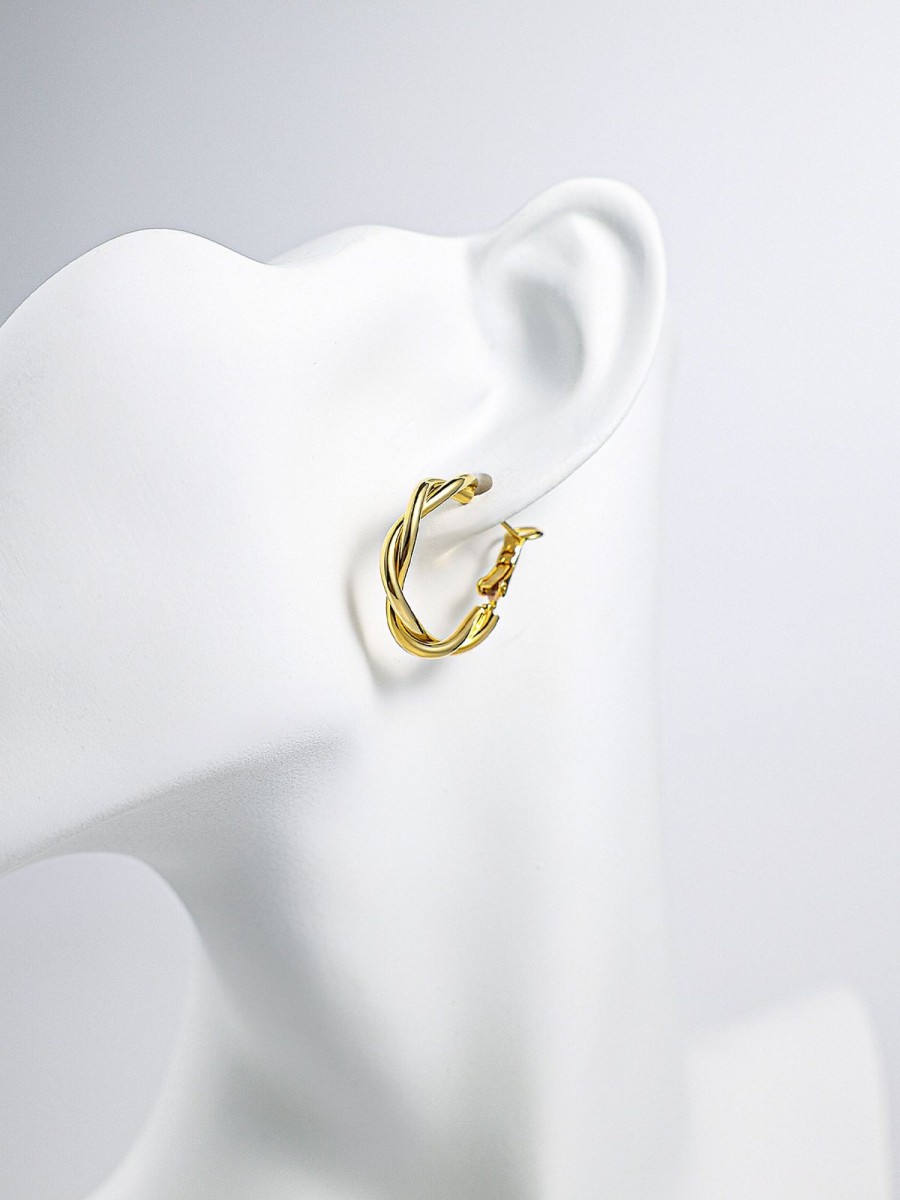 Women Ahaselected Earrings | Twisted Rope Round Hoop Earrings