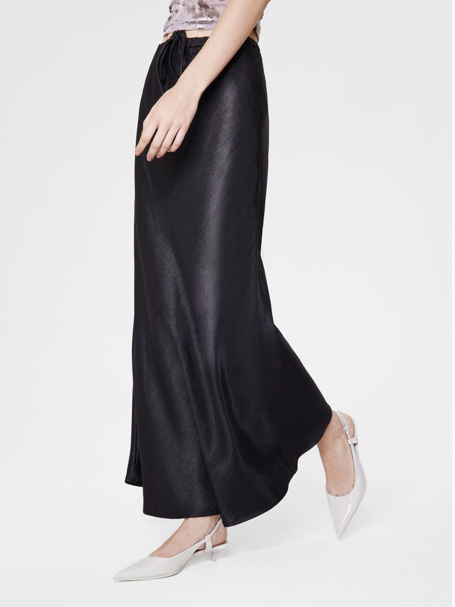 Women Ahaselected Skirts | Satin Fishtail Long Skirt With Waist Tie