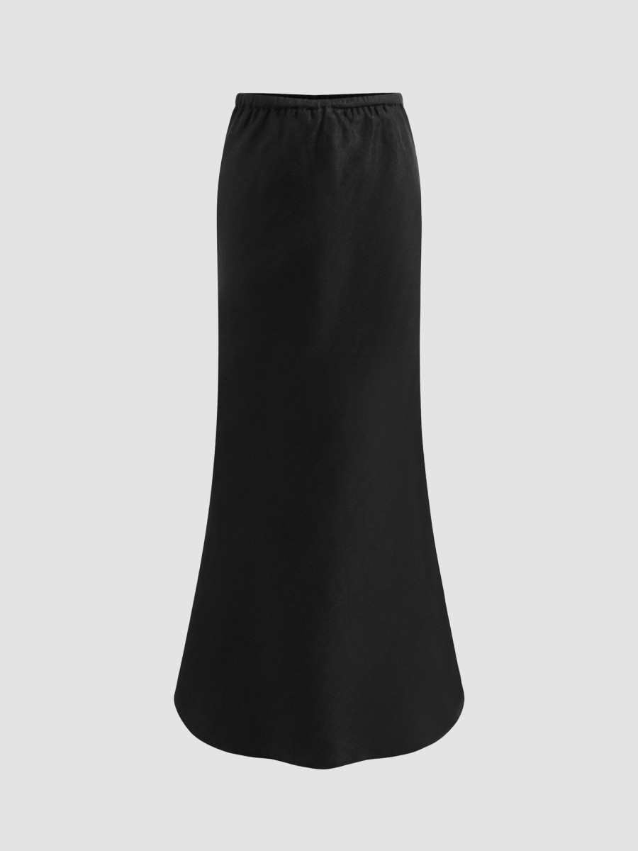 Women Ahaselected Skirts | Satin Fishtail Long Skirt With Waist Tie