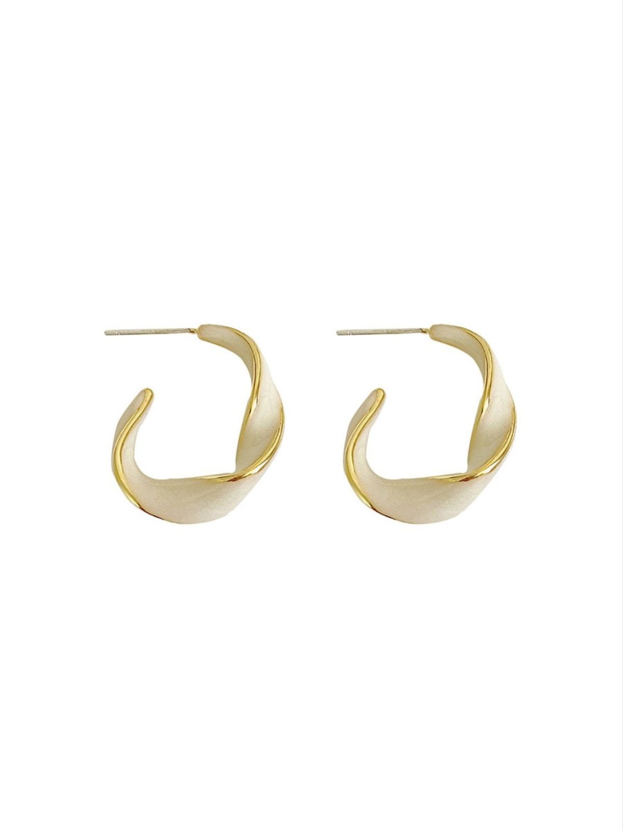 Women Ahaselected Earrings | Vintage Gentle Twisted Creamy Earrings White